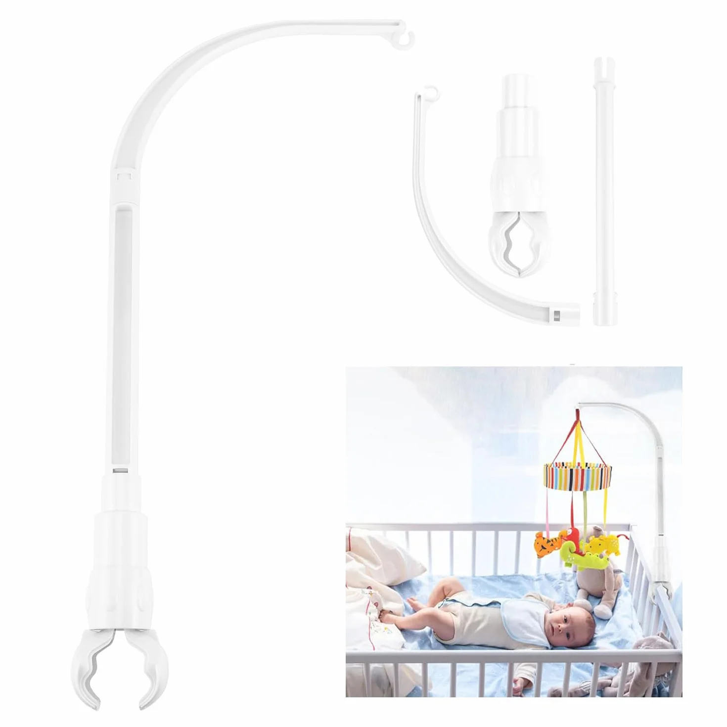 Soporte Móvil para Bebés, Soporte Campanilla Cuna Móvil, Soporte Móvil Ajustable para Bebés, Soporte para Móvil para Bebé, Soporte de Campana de Cama para Colgar Campanillas Decoración