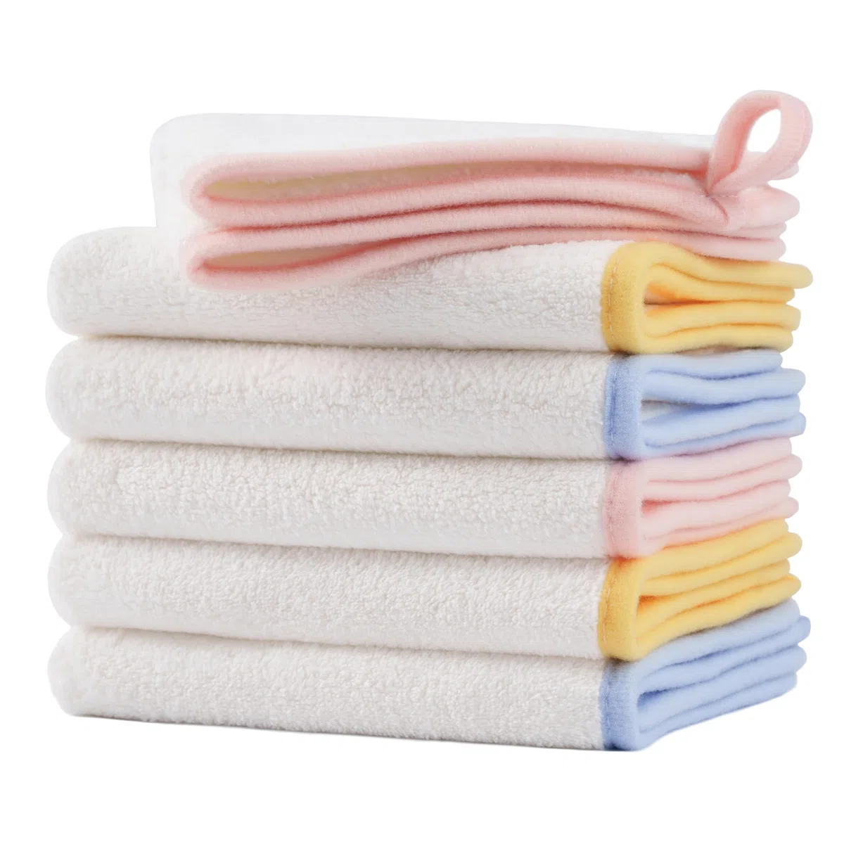 Polyte - Toalla de Microfibra hipoalergénica para bebés - Antipelusa - Premium - Blanco - 30,5 x 30,5 cm - Pack de 6