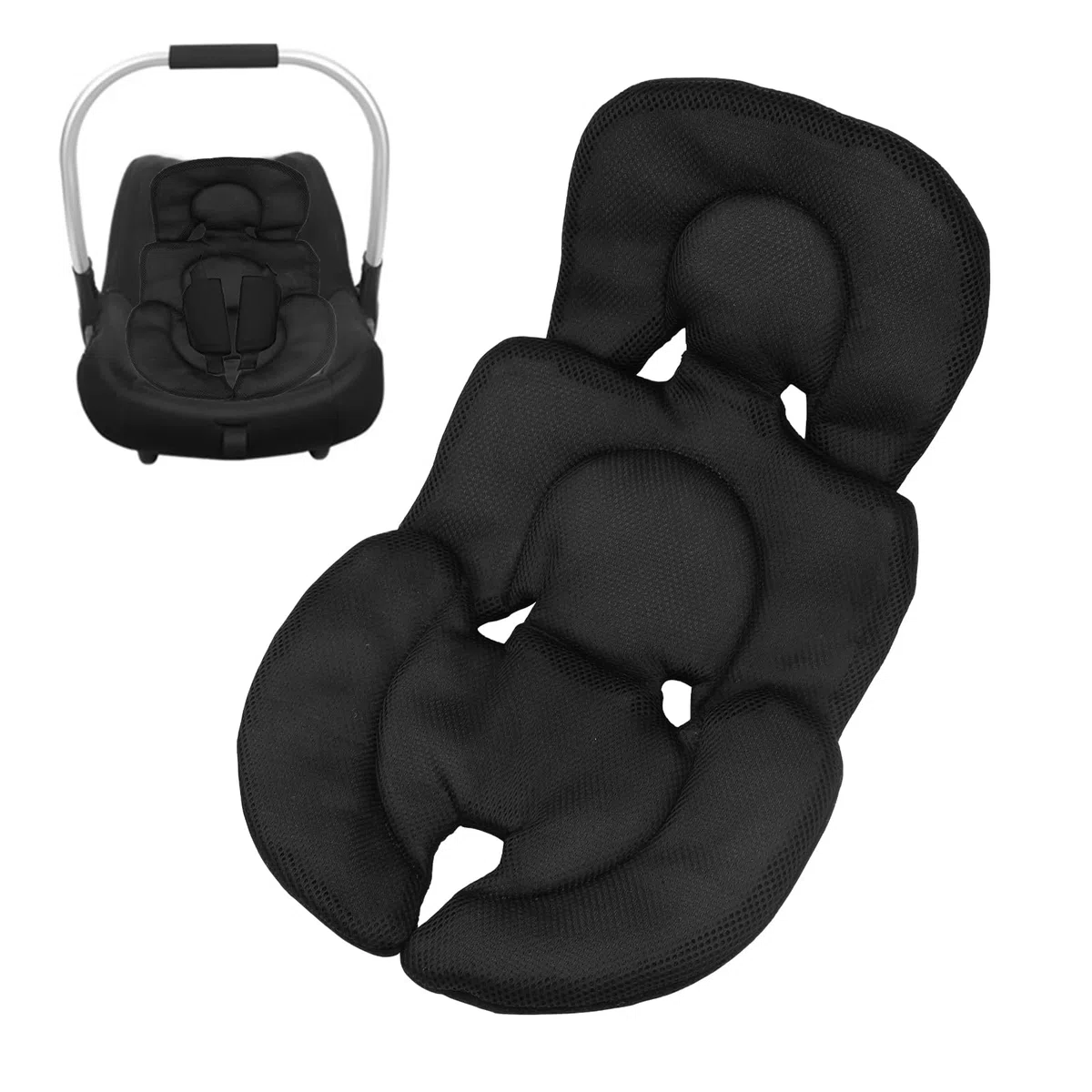 Reductor de asiento para bebé recién nacido, uso para portabebés, cojín suave para portabebés, cómodo y transpirable, cojín para asiento de coche para cochecito, silla de coche (negro)