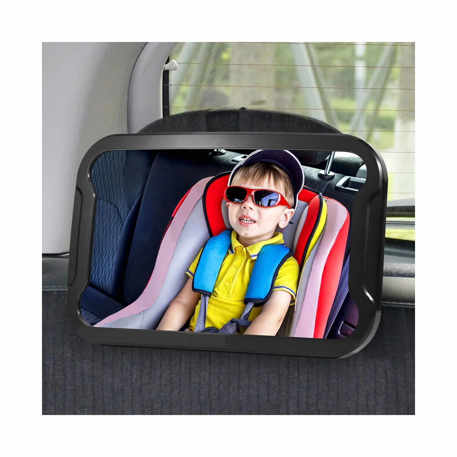 Vinabo Espejo Coche Bebé Asiento Trasero, Espejo Bebe Coche Amplio Campo de Visión - a Prueba de Roturas, Cosas para Bebes, Accesorios Esenciales para Padres Primerizos