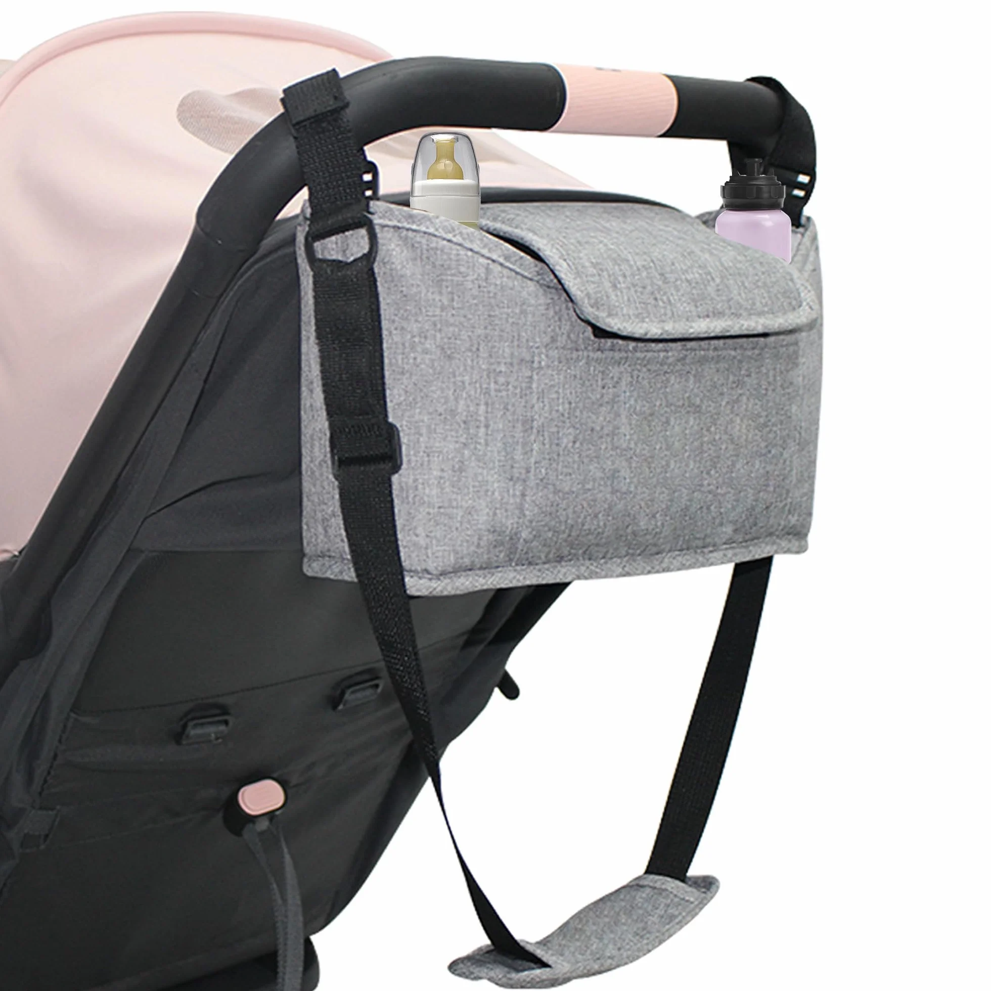 SUQ Bolsa Organizadora de Cochecitos para Mamá, Se puede colgar de espaldas, Bolsos Carritos Bebe, Multifuncional de Gran Capacidad para Almacenar, Bolsa Organizadora para Cochecitos Universal (Gris)