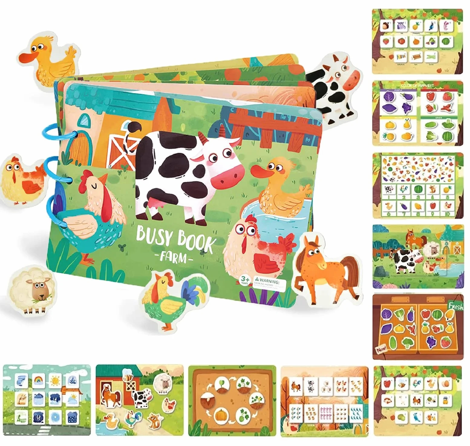 Montessori Libro Tranquilo 2 Años, Busy Quiet Book, Juguetes Educativo Libro Pegar Bebé Juguetes Sensoriales Preescolares para 3 4 5 Años Niños
