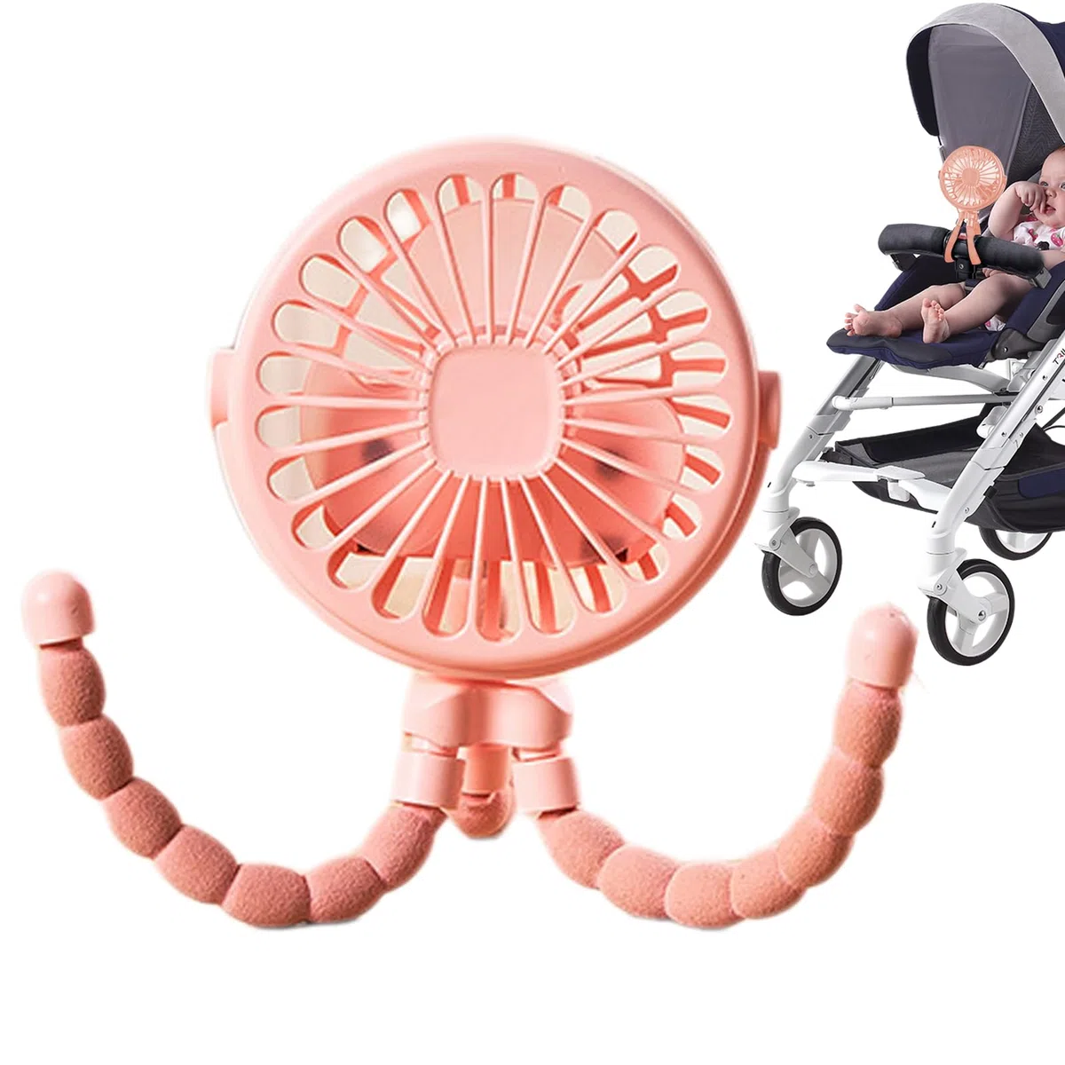 Ventilador Portátil Para Cochecito De Bebé Para Viajes, Ventilador Pequeño 360° Giratorio Miniventiladors Con Clip Para Coche De Bebé,3 Velocidades Para Silla De Paseo, Cuna, Bicicleta