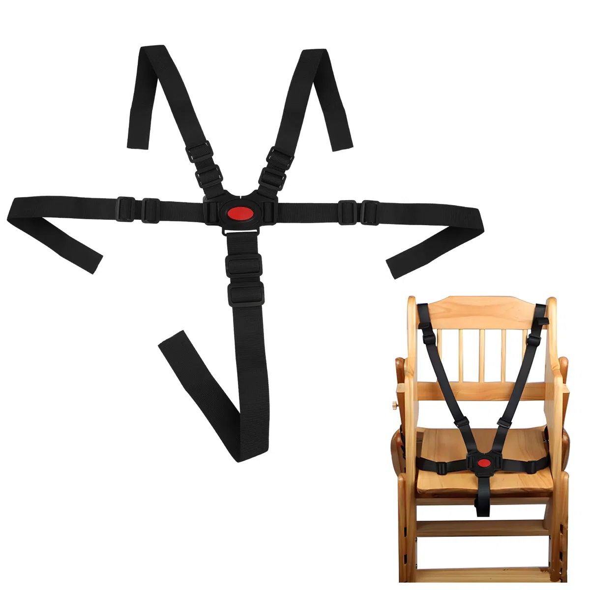 Arnés De Seguridad Silla Niño Con Sistema De 5 Puntos Correas Para Trona Infantil Ajustable Negro Compatible Con Hauck Stokke para Tripp Trapp Roba Práctica Arnés Trona Tela